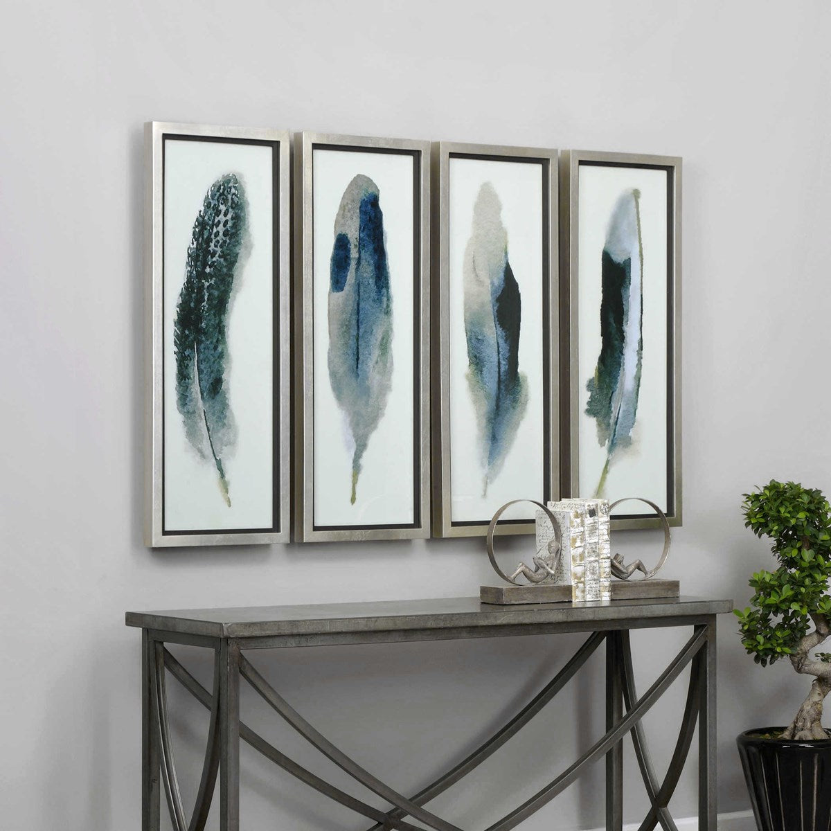 Feathered Beauty Framed Prints, Set of 4